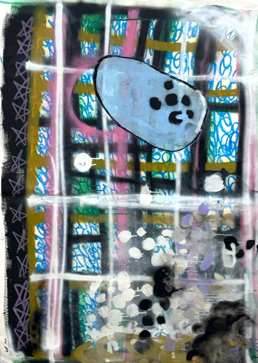 "Untitled" Acrylic, tempera and marker on paper 36" x 57" 2025