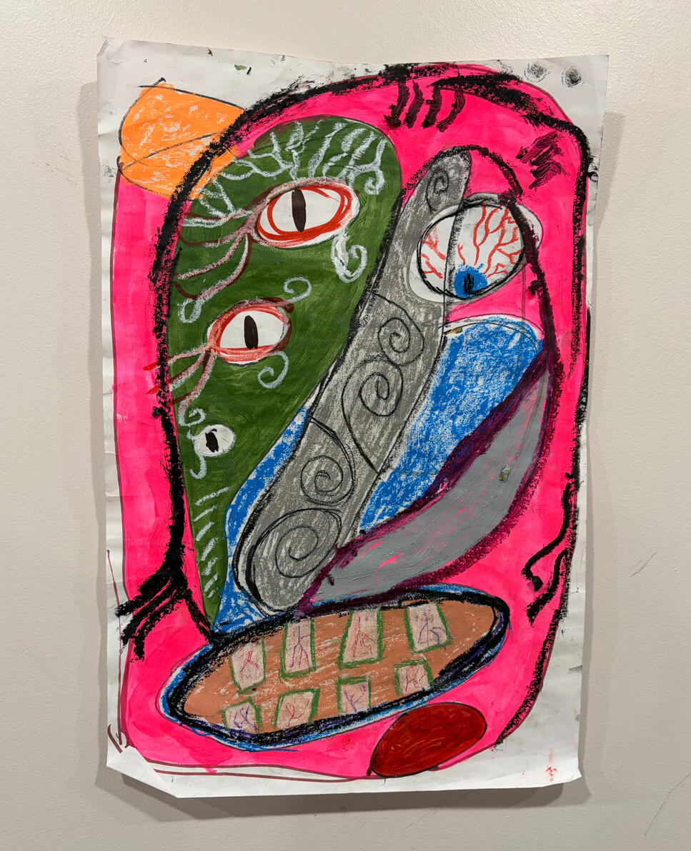 "Wiill-o'-the-wisp" Acrylic, marker, gel pen and ink on paper 12" x 17" 2025