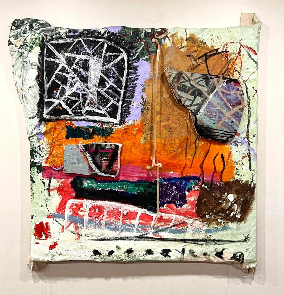 "Conduit" Oil, tempera stick, acrylic, sand, foam double side tape on canvas 41" x 41"