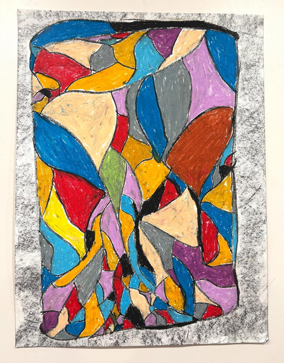 &quot;Till it falls glass 4&quot; Oil pastel and graphite on paper 24&quot; x 18&quot;