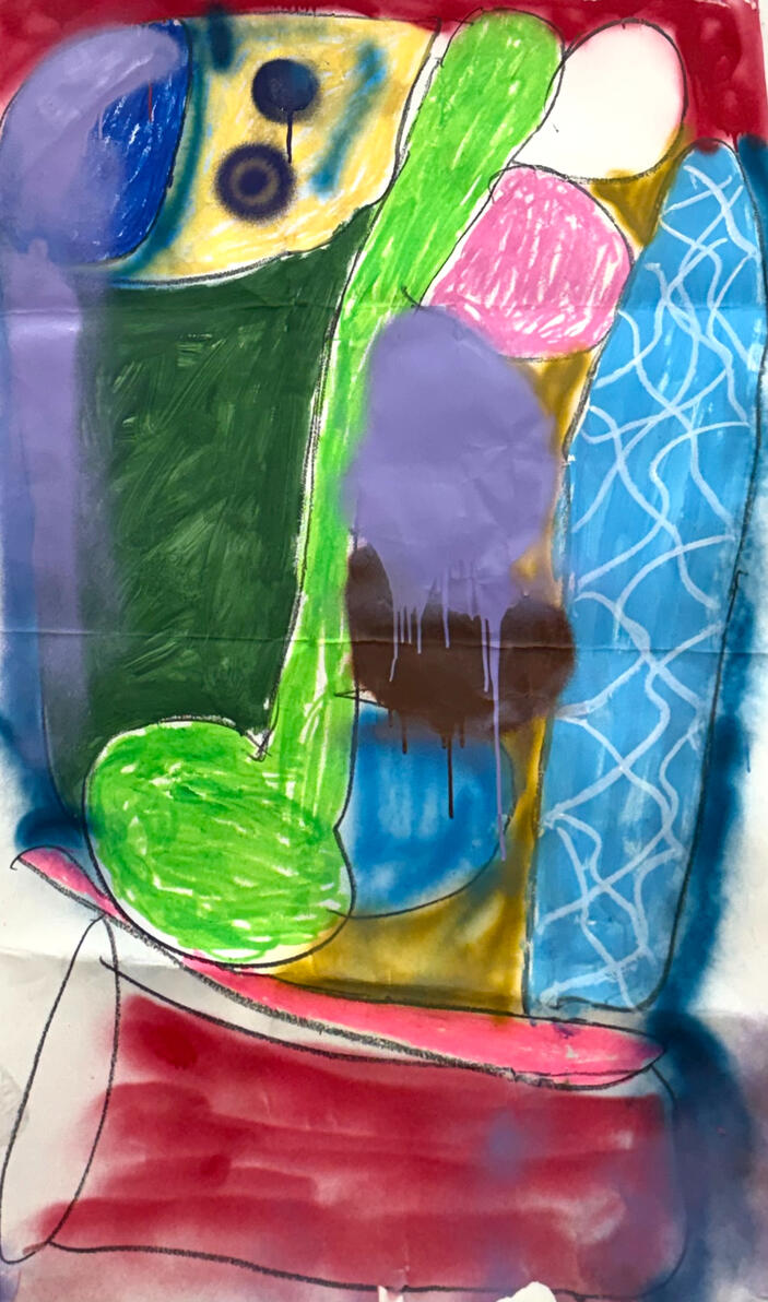 "Untitled" Acrylic, tempera and marker on paper 56" x 36"