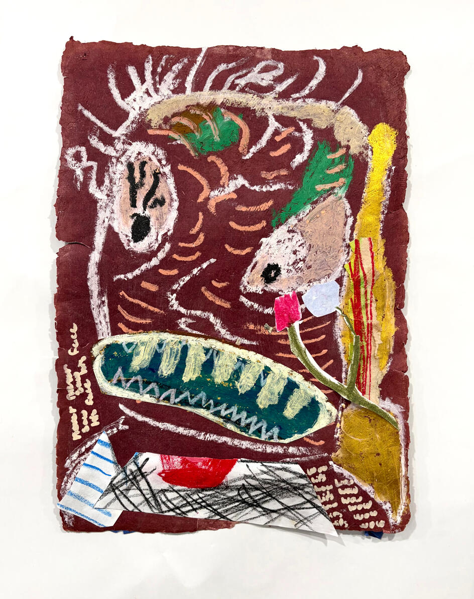 "Rusty" Oil stick on handmade paper 12" x 17" 2025