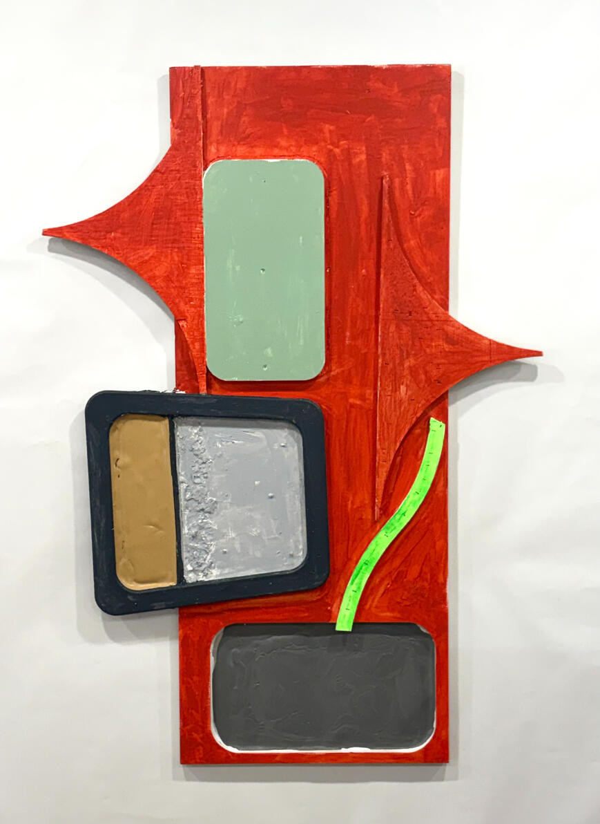 "Untitled, configuration No 1" Latex, acrylic, and metal on wood 33" x 47" x 2" 2026