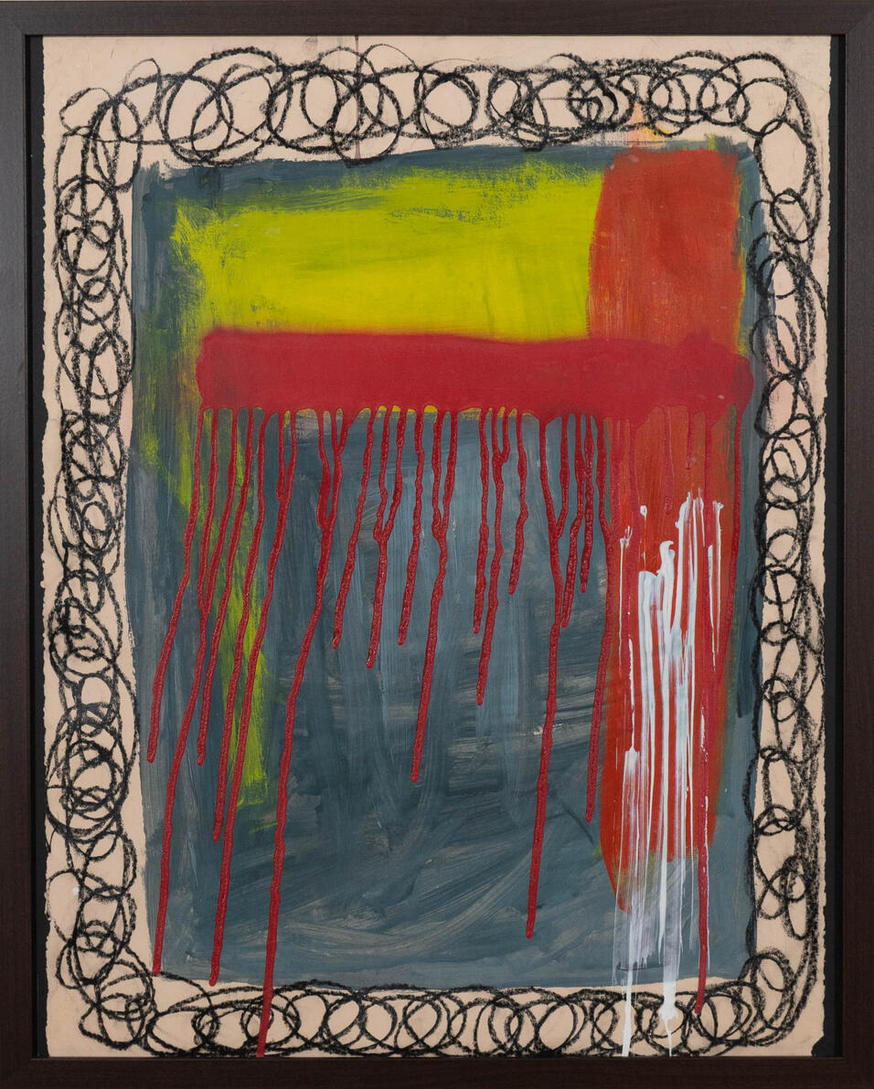 Oil on found paper (framed) 26" x 32" 2018